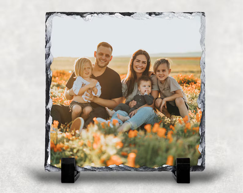 Photo Slate Square Rock Shape Custom Print Gift